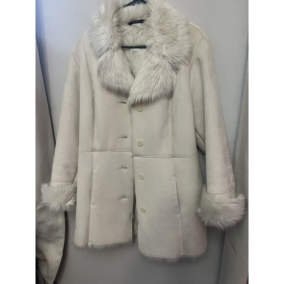 Vtg Mix It Woman’s Large Mid Length Ivory faux suede penny lane coat Peasant Y2k - Picture 8 of 8
